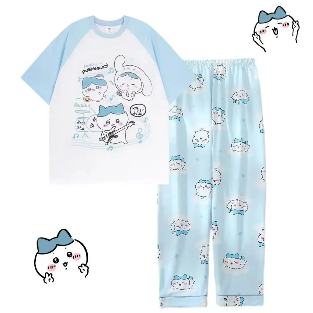 Sommer Usagi Reine Baumwolle Pyjamas Anzug Anime Kawaii Kurzarm Lange Hosen Hachiwares Lose Niedlichen Cartoon Mädchen Hause Outfit Geschenk