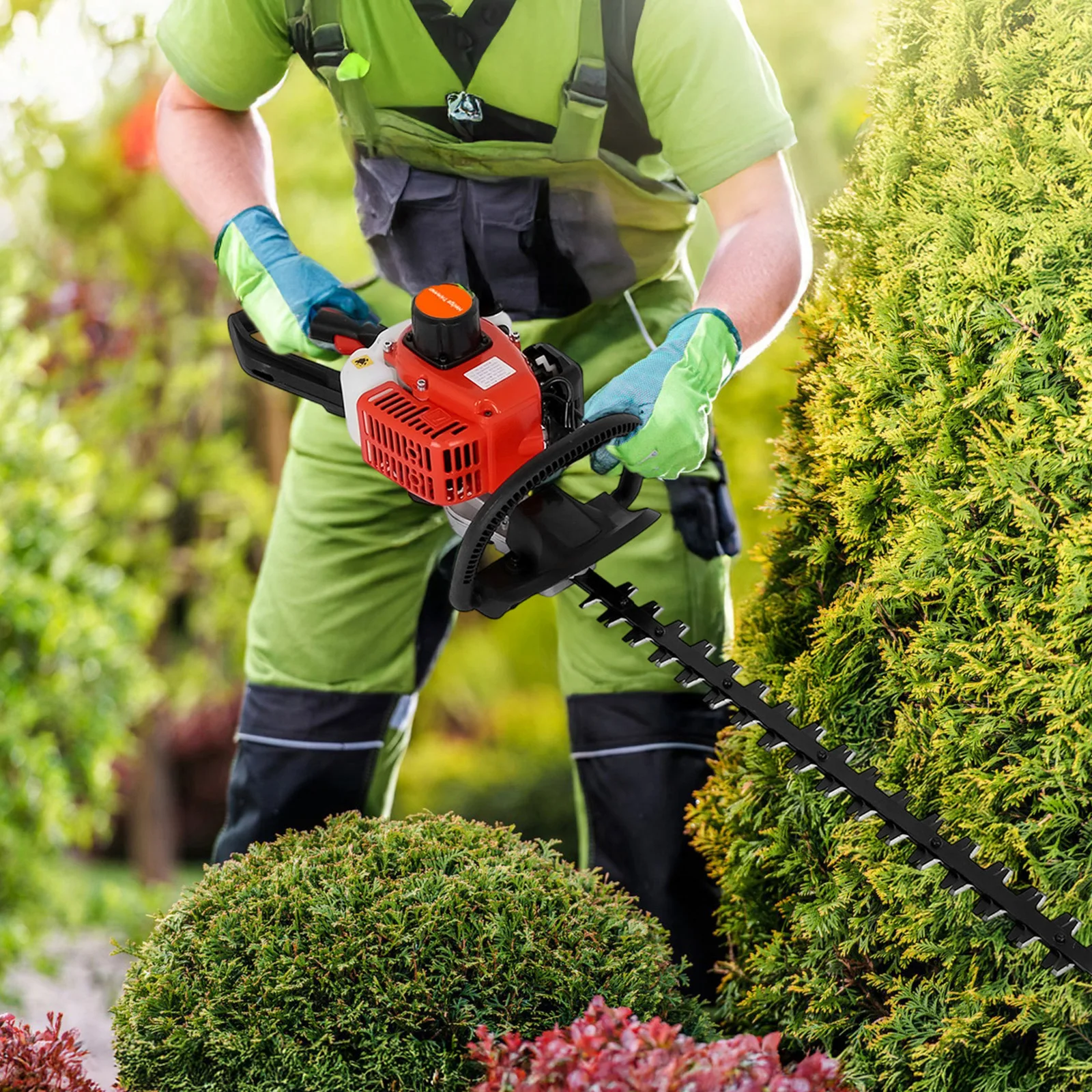 1 Set Gas Hedge Trimmer 24 Inch Fuel-efficient Low Voice High-powered Hedge Trimmer Double Side Blade 26cc Gas Bush Cutter