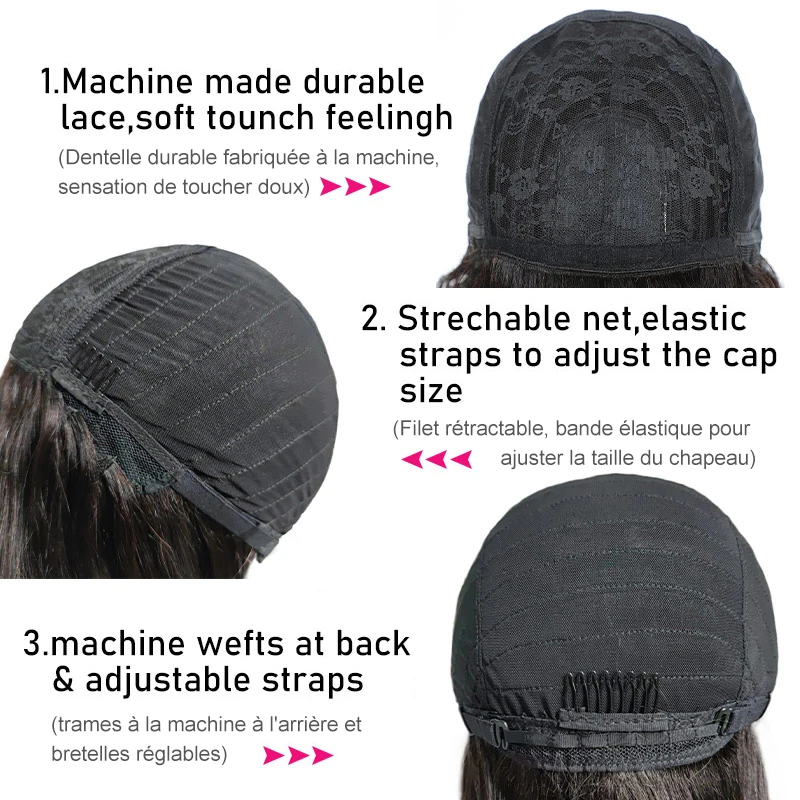 IJOY Brazilian Straight Human Hair Wigs With Bangs For Black Women Black Brown Non-Remy Hair Full Machine Made Human Hair Wig
