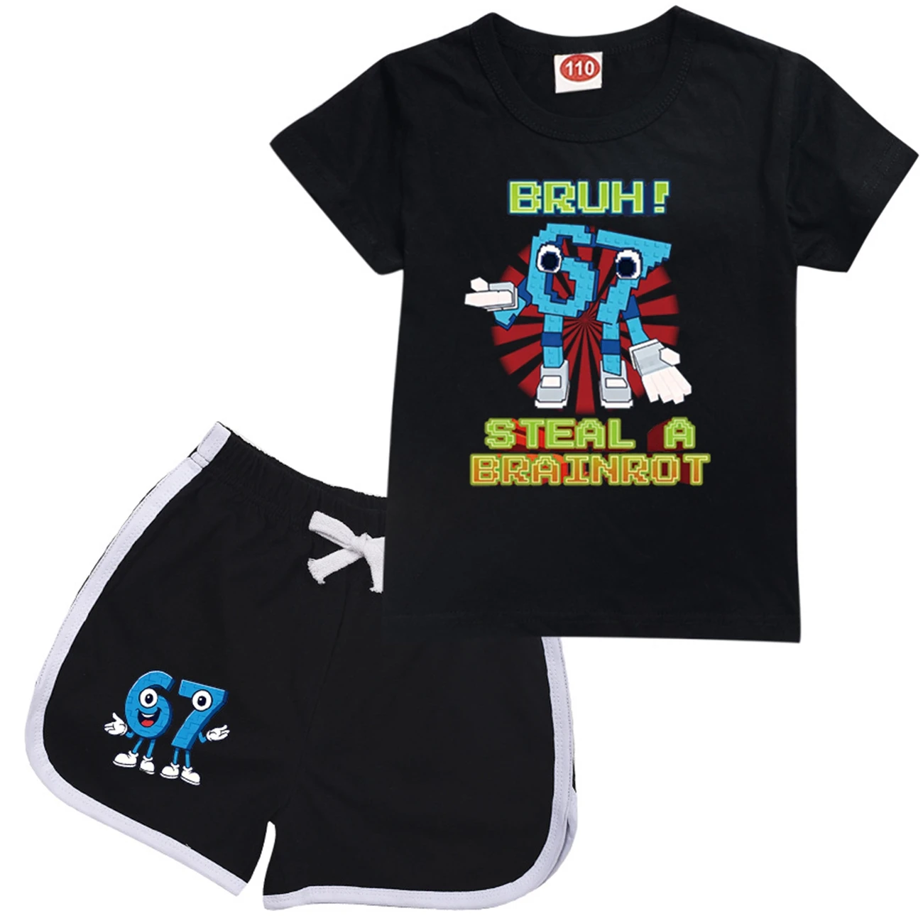 

Steal A Brainrot Esok 수 markii 6 7 Одежда для детей Летний комплект для мальчиков и девочек Спортивный костюм Футболка и штаны Одежда для малышей Лучший