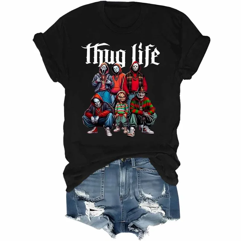 Thug Life Horror Movie T-Shirt Friends Horror Character Halloween Shirt Halloween Funny Graphic Tshirt