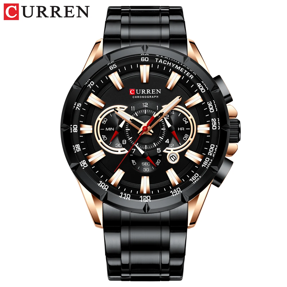 CURREN 8363 Casual Sport Chronograph Men's Watches Stainless Steel