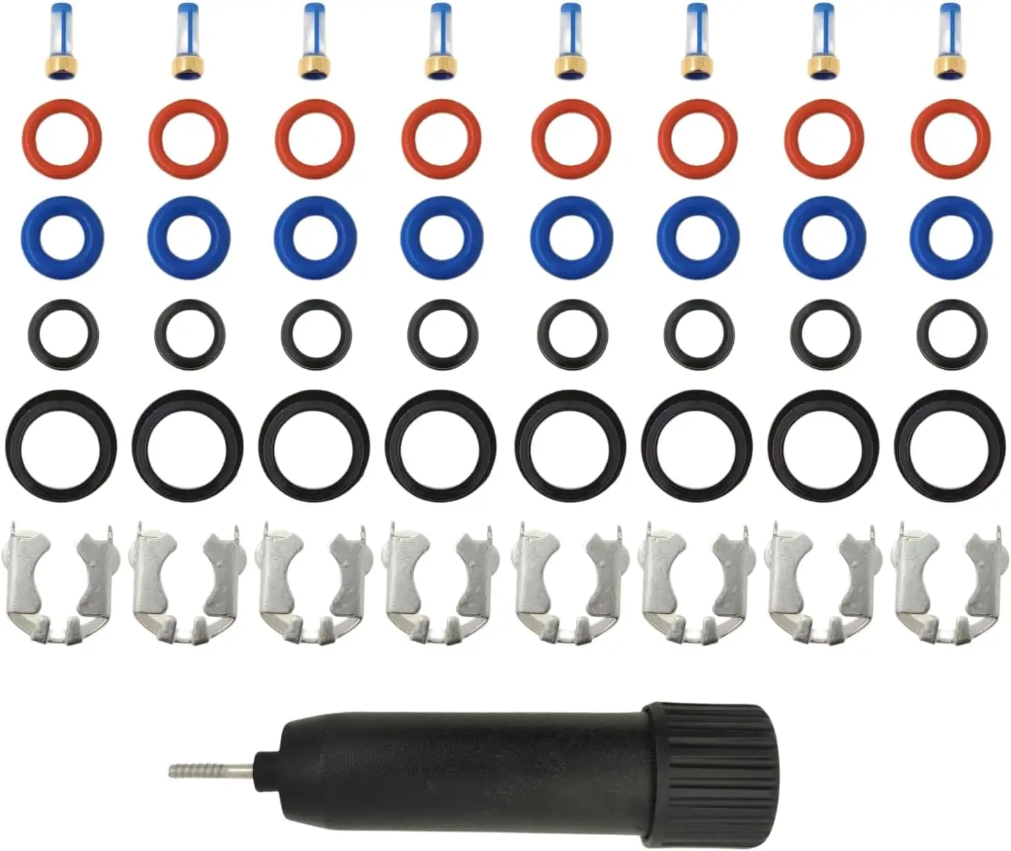 

8 комплектов для ремонта топливных форсунок для GM Chevy Silverado 1500 1999-2007 4,8/5,3/6,0 л уплотнительное кольцо и микрофильтры