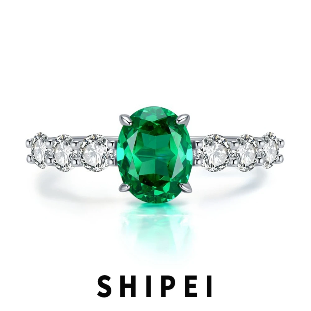 SHIPEI Classic 925 Sterling Silver Oval Cut 2CT Paraiba Tourmaline Gemstone Wedding Engagement Fine Jewelry Ring For Women Gift