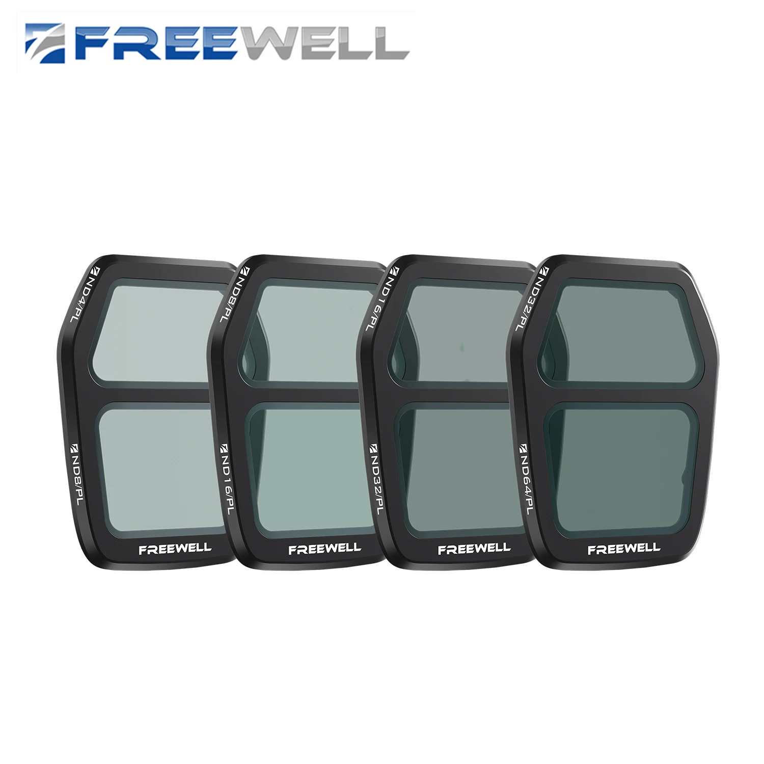 Freewell Drones Split ND/PL Filters Kit Bright Day 4 Pack ND4 ND8 ND16 ND32 ND64/PL Filter for DJI Air 3S Drone Lens Accessories