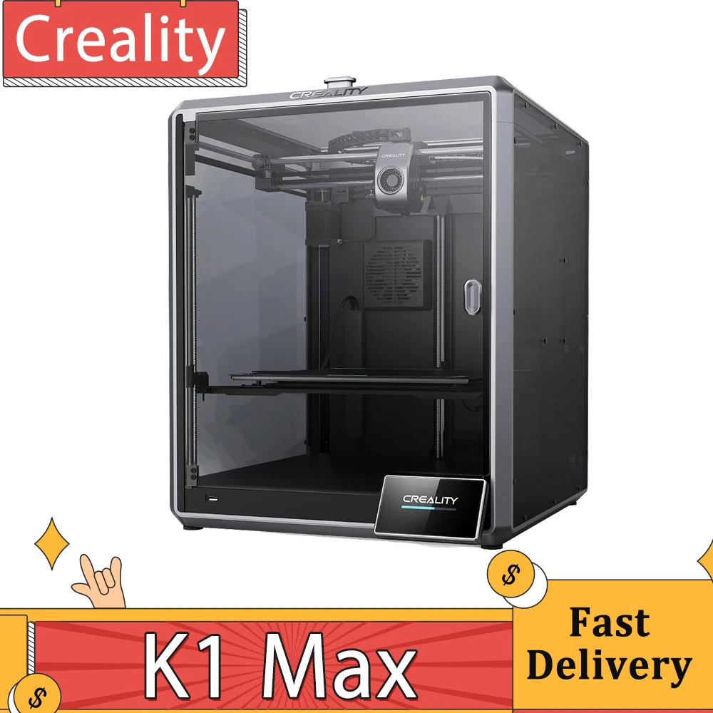 Creality K1 Max 3D Printer, Auto Leveling, Max 600mm/s Printing Speed, Direct Drive Extruder, Touchscreen, 300*300*300mm