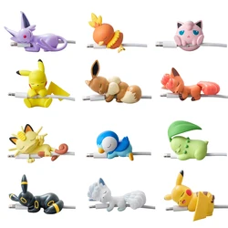 Pokemon Pikachu kabel do transmisji danych osłonka na kabel USB w stylu kreskówkowym kabel figurki Anime przewód ładujący akcesoriów gryzie lalki zabawki uchwyt modelu