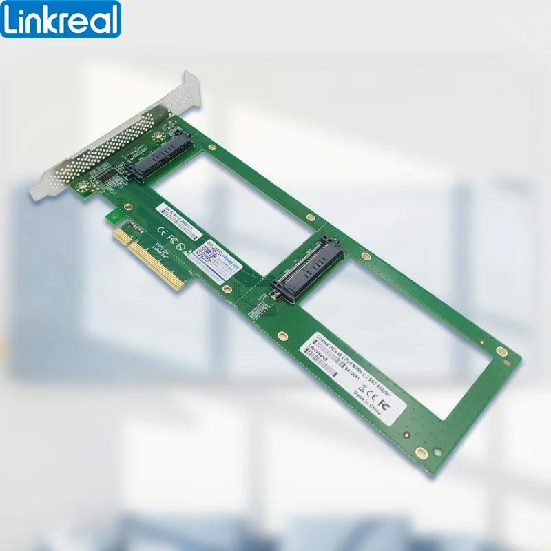 Linkreal 2X U.2 SFF-8639 SSD to PCI Express 3.0 Gen 3 X8 Card U.2 NVMe SSD Adapter-LRNV94N8