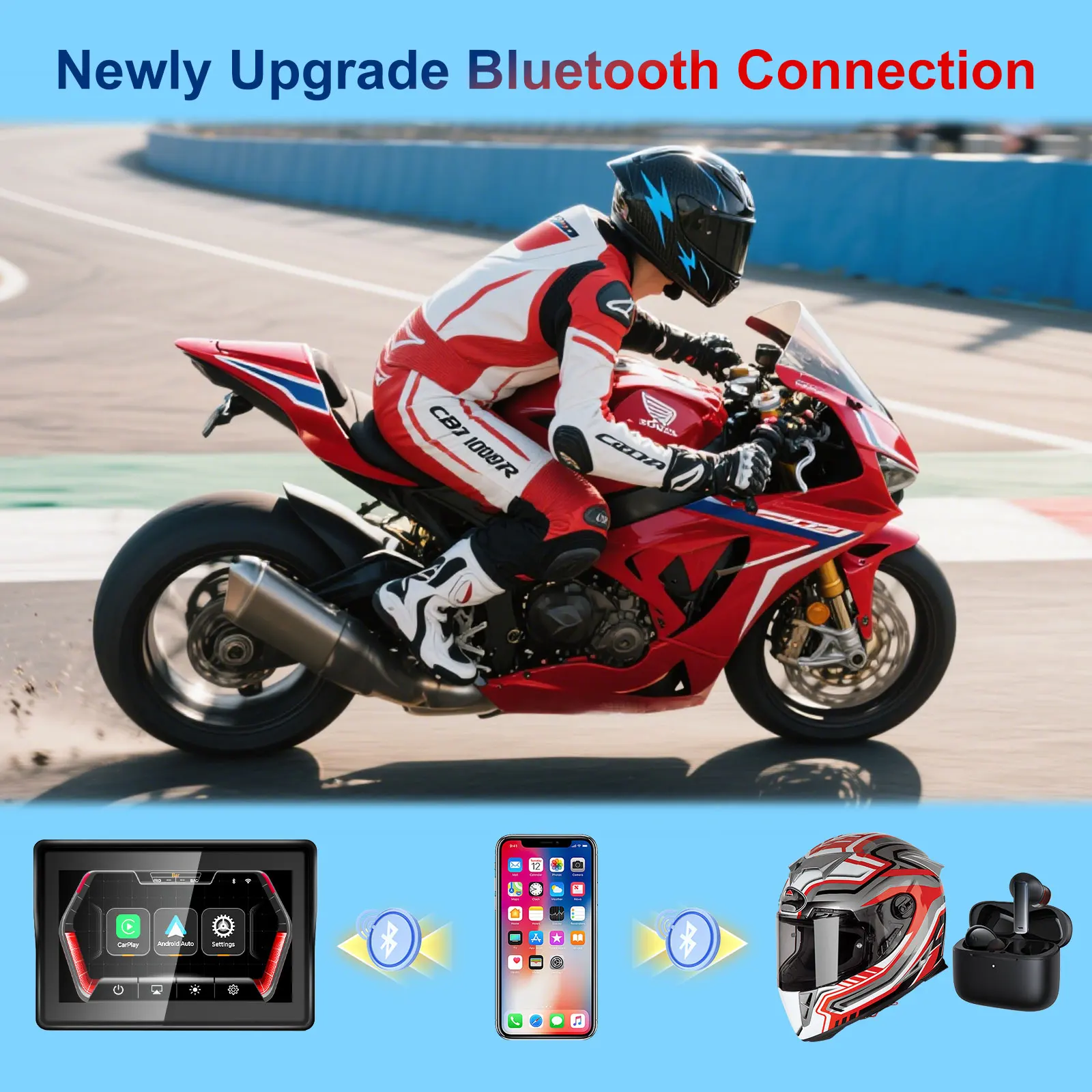 Pantalla de navegación portátil para motocicleta de 5 pulgadas, inalámbrica, CarPlay, GPS, Moto, Android, Monitor automático, resistente al agua