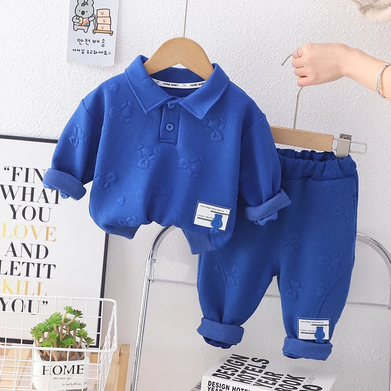 Autumn Baby Boys Girls Clothing Set Spring Children Loungewear Bear Sweater Trousers Tracksuits Teenage Tops Pants 2PCS Outfits