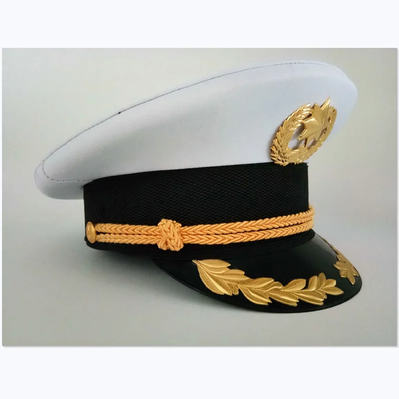 Cotton Adjustable White Decorative Hat Skipper  Sailors Navy Captain Military Cap Adult Unisex Event & Party Fancy Dress Hats