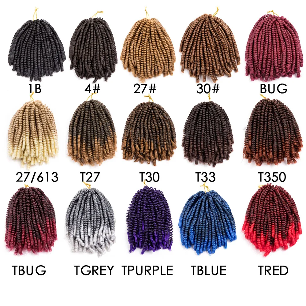 Sintético Ombre Extensão Do Cabelo, Primavera Twist, Crochet Tranças, Trança Bomba Twist, Nubian, 8"