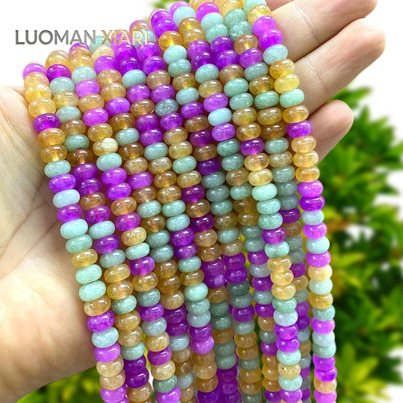 Wheels 5x8mm Natural Stone Yellow Green Rose Chalcedony Loose Spacer Beads for Jewelry Making Diy Bracelets Charms Accessories