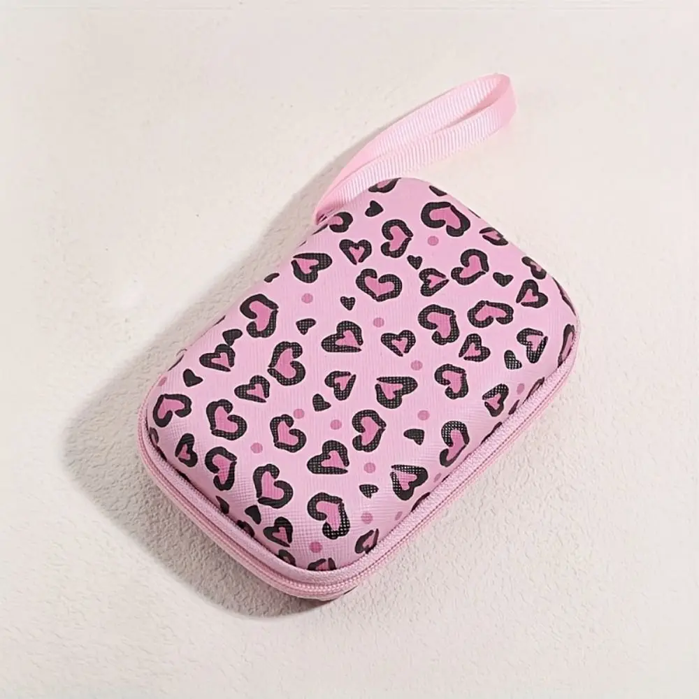 Creative USB Charger Storage Cartoon Leopard Print Data Cable Storage Bag Anti-collision Hard Shell Headphone Storage Case