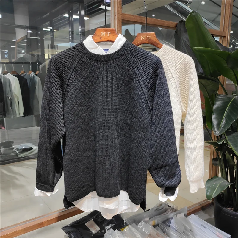 

5804# High Quality Autumn and Winter New Heavyweight Thickened Sweater Men's Trend Commuter Couples Loose Casual Knitwear