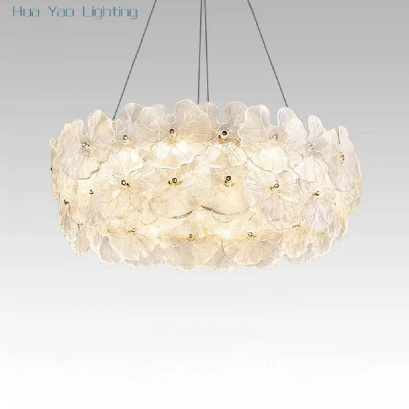 

Art Deco Glass Flowers Pendant Lights LED Room Decor Hanging Lamps for Dining Kitchen Table Luxury Chandeliers Lustre