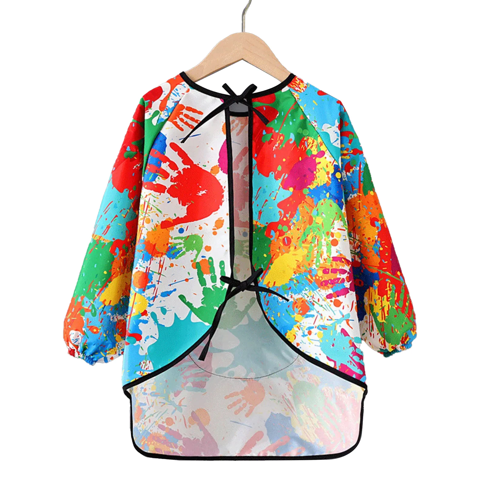 Delantal impermeable con estampado colorido para niños, mandil de manga larga para cocinar y hornear con bolsillo, pintura a prueba de suciedad, novedad