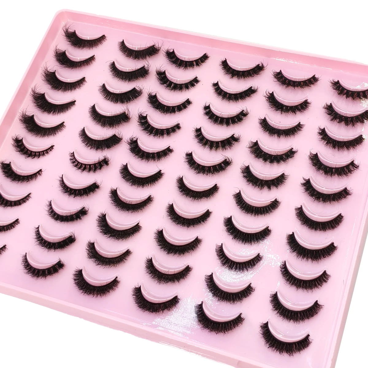 40/30pairs Fake Lashes D Curl Fluffy Cat Eye Lashes 7D Fluffy Volume False Eyelashes  Dramatic Thick Full Strip Faux Mink Lashes
