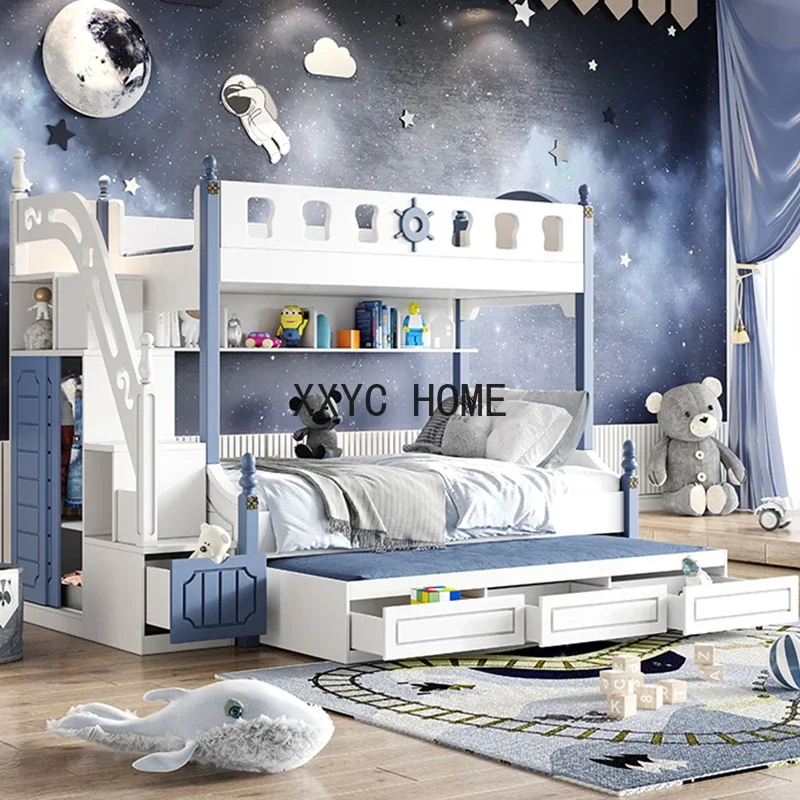 Bedroom Loft Children Beds Princess Luxury Storage Baby Children Beds Girl Modern Camas Infantiles Kids Bed Set Furniture BL50CB