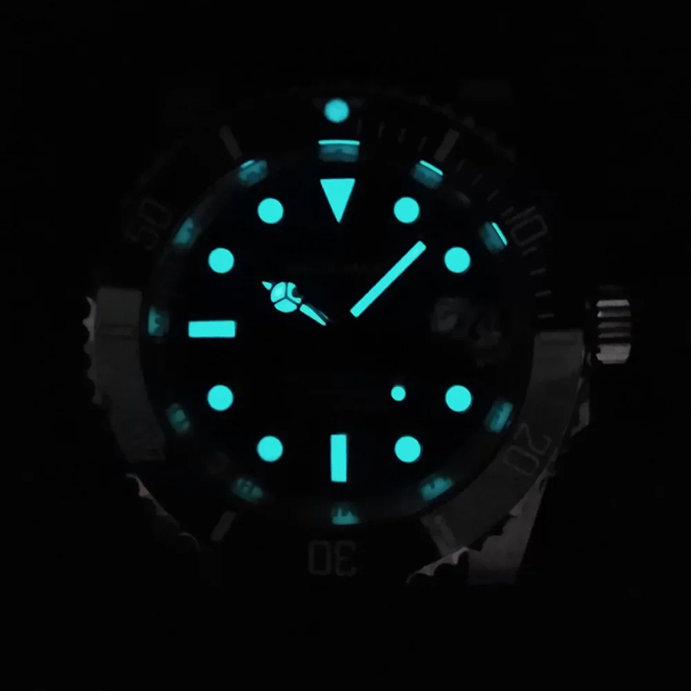 Pulseira de aço inoxidável Heimdallr, mostrador preto, moldura cerâmica verde, Movimento automático, Water Resistant, 30Bar, NH35, 40mm