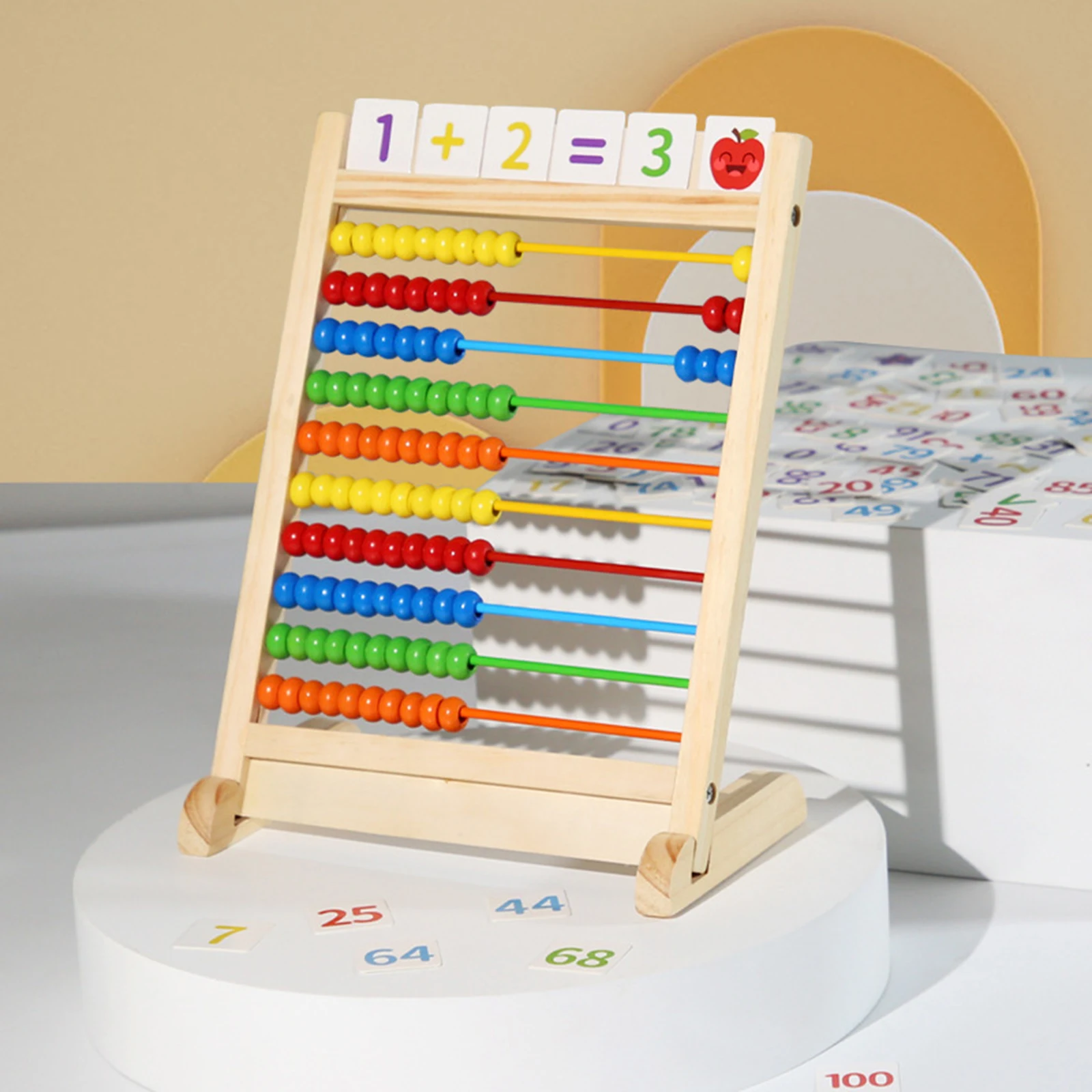 

Add Subtract Abacus Ten Frame Set Math Counters for Children Kid Preschool Smooth Edges Educational Counting Frames Toy