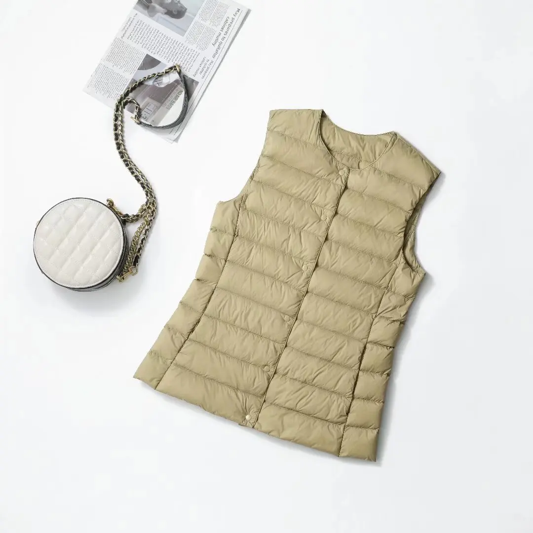 Forro sem mangas feminino para baixo colete 2025 recém chegados luz colete feminino primavera outono outerwear interior