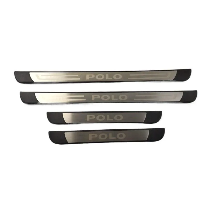 4PCS/SET ABS Plastic Stainless Steel For 2017-2022 Volkswagen VW POLO AW1 BZ1 Car Door Sill Pedals Scuff Plate Cover