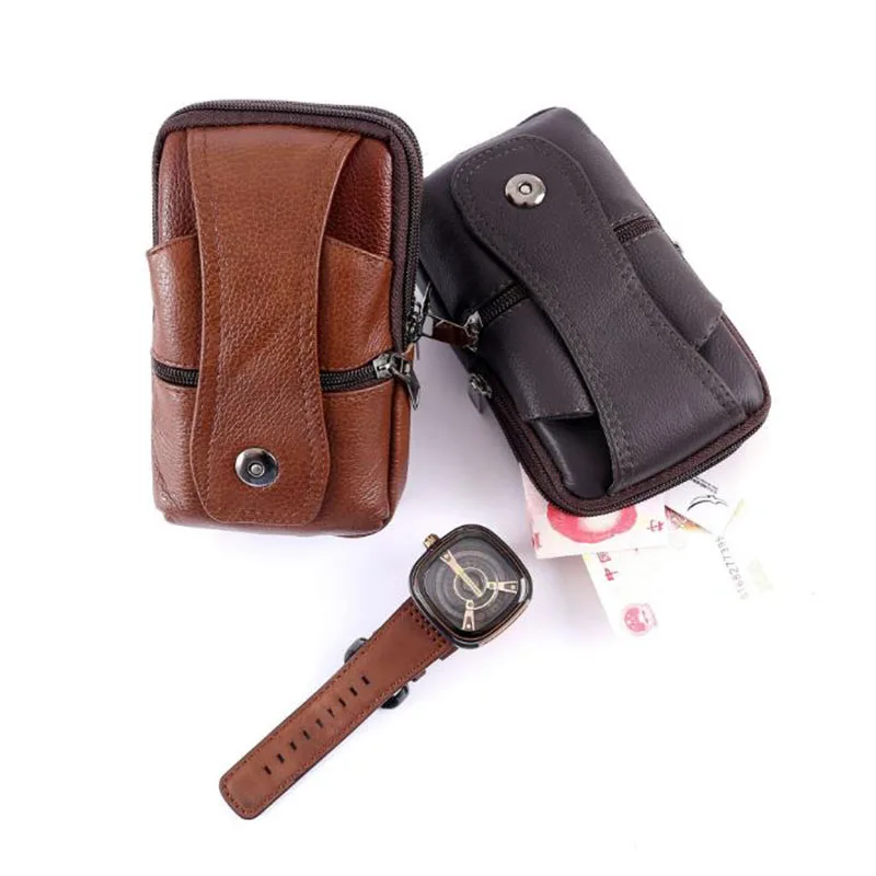 Men Cell Phone Belt Pack Bag Loop Waist Bag Holster Pouch Case​ Genuine Leather