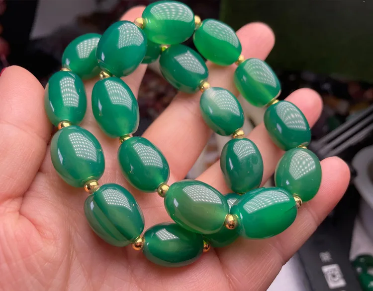 Natural Agate Emperor Chrysoprase Passepartout Barrel Beads Bracelets for Men and Women Plus Beads Fashion Bracelet