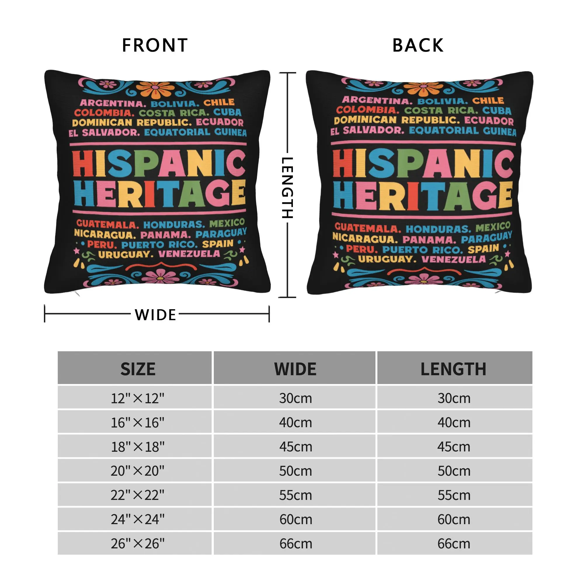 Pillow Cover Hispanic Heritage Month Flowers Latino Country Flags  Retro Trendy Pillow Case For Couch Sofa Bedroom Pillowcases