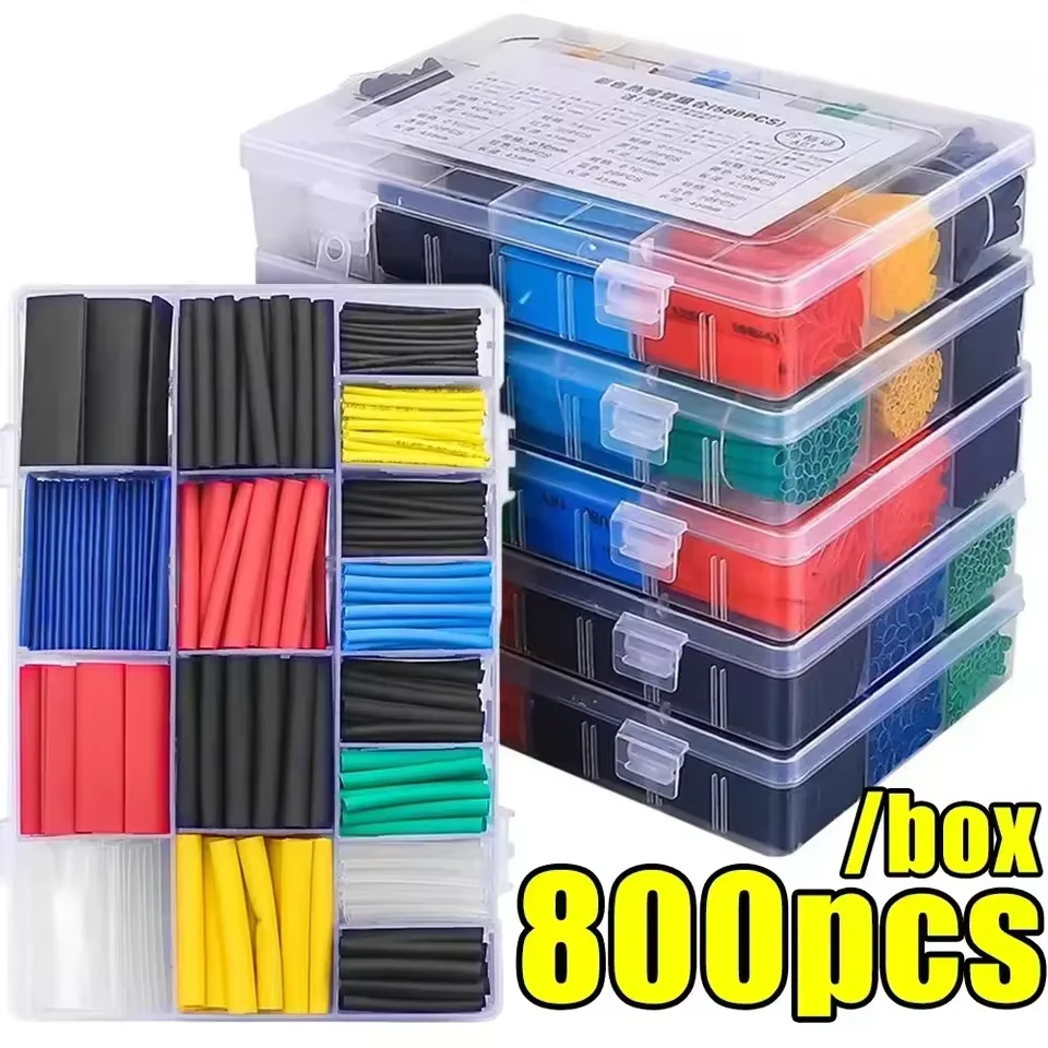 127Pcs-800Pcs Multicolor Heat Shrink Tubing Box Insulating Color Sleeve Set Combination Wiring Artifact Protection Sleeve