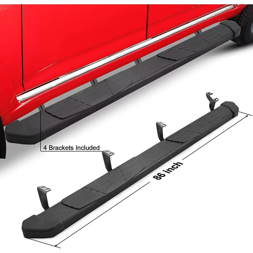 لوحات تشغيل مقاس 6.5 بوصة متوافقة مع 2022-2025 Toyota Tundra Crewmax Cab (4 أبواب كاملة الحجم)، لوحات جري بيضاوية مسطحة سوداء مكونة من قطعتين