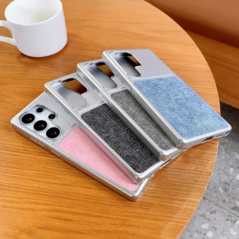 Fashion Plating Denim Texture Magnetic Wireless Charge Case for Samsung Galaxy S26 Ultra S25 Plus S24 FE S23 Shockproof Cover