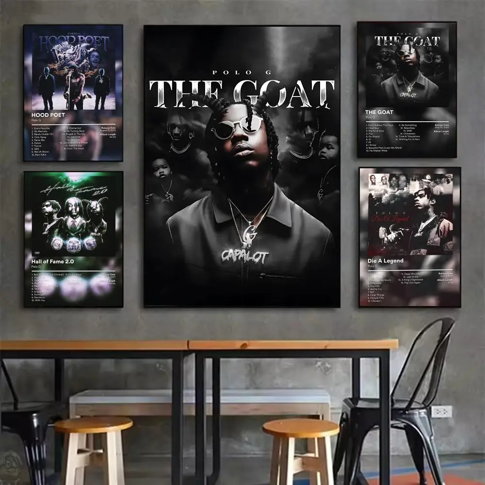 P-Polo G Rapper Singer Poster Home Living Bed Room Bar Hallway Sticky Wall Art Printing Aesthetic Decor