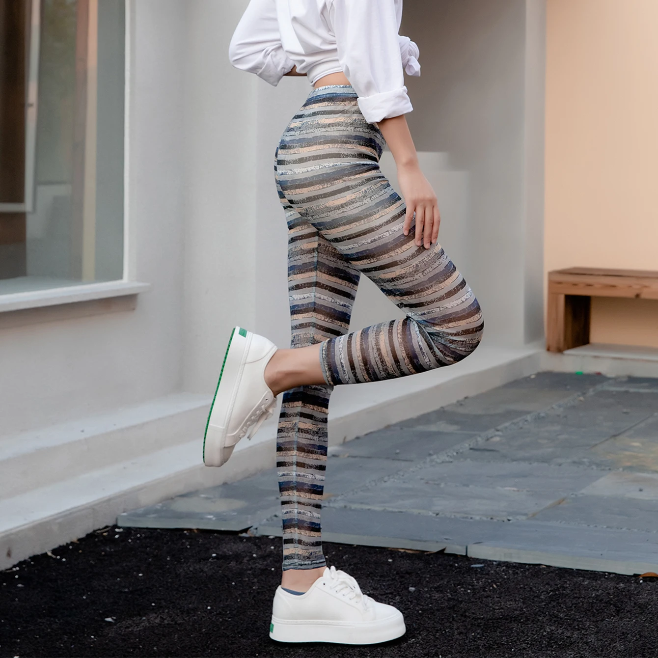 Summer New Mesh Printed Leggings Thin Cool Breathable Nine-point Pants High Waist Wear Through The Perspective Of Thin Pants