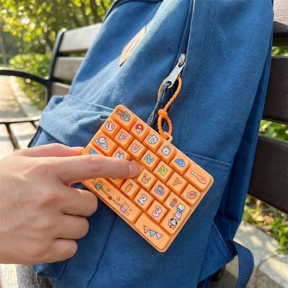 Funny Multicolored 26-Key Keychain Cartoon Mini Keyboard Mechanical Keyboard Keychain 26 Key Grid Decompression Hand Relax