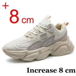 Liftschoenen Heren Sneakers Verborgen Hakken Plus Maat 45 46 Schoenen Voor Mannen Mode Ademend 8Cm 6Cm Sport Groter Schoen