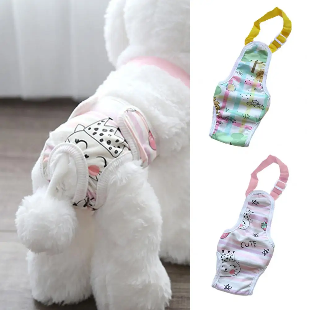 

Pet Menstrual Pants Cotton Cartoon Print Belly Style Pet Physiological Pants Soft Breathable Female Dog Diapers Pet Supplies