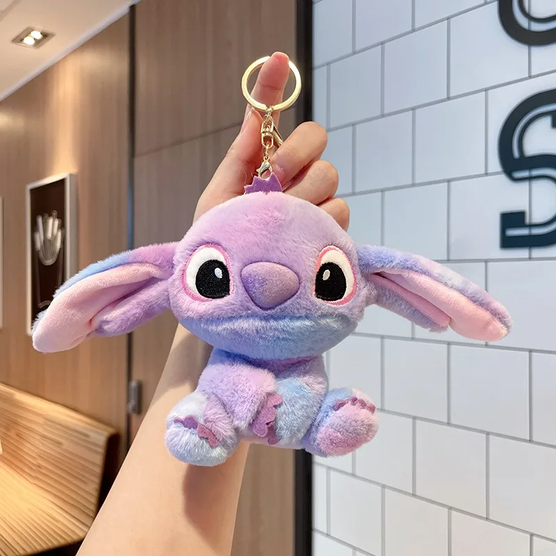 12cm Disney neue Stich Plüsch Anhänger Puppe Cartoon Schlüssel bund Plüsch Spielzeug Kind Freundin Schult asche Dekoration Weihnachts geschenk