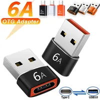 6A USB To Type C OTG Adapter USB-C Male To Type-c Female Charger Converter For Xiaomi Macbook Samsung Data Transfer Adapter