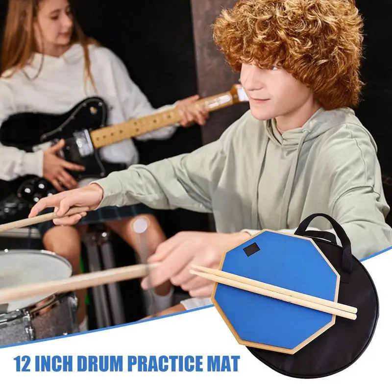 Drum Practice Pad Kit 12 Inches Drumming Pad Portable Drum Bag Set With Drum Sticks Nonslip Drumming Pad Silent Drum Pad Set