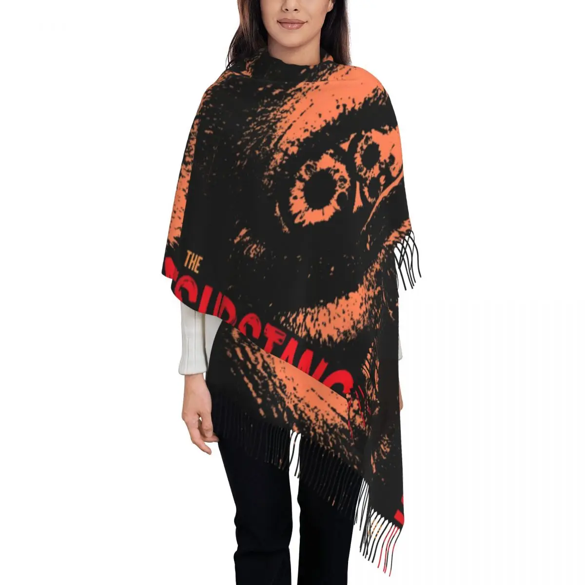 Women Scarf Warm Darkness Unleashed 67230513 Head Scarves with Long Tassel Popular Shawl Wrap Winter Designer Bufanda Mujer