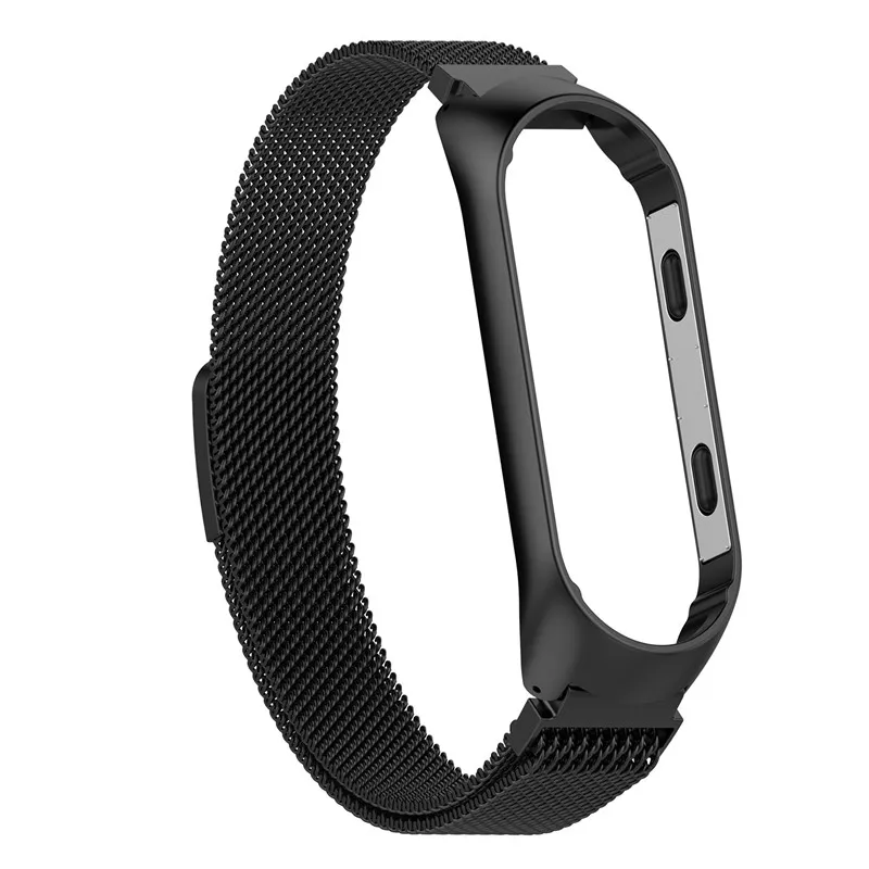 Moda pulseira de aço inoxidável metal para xiaomi mi banda 3 4 pulseira magnética ouro para miband 3 4 pulseira malha correia correas