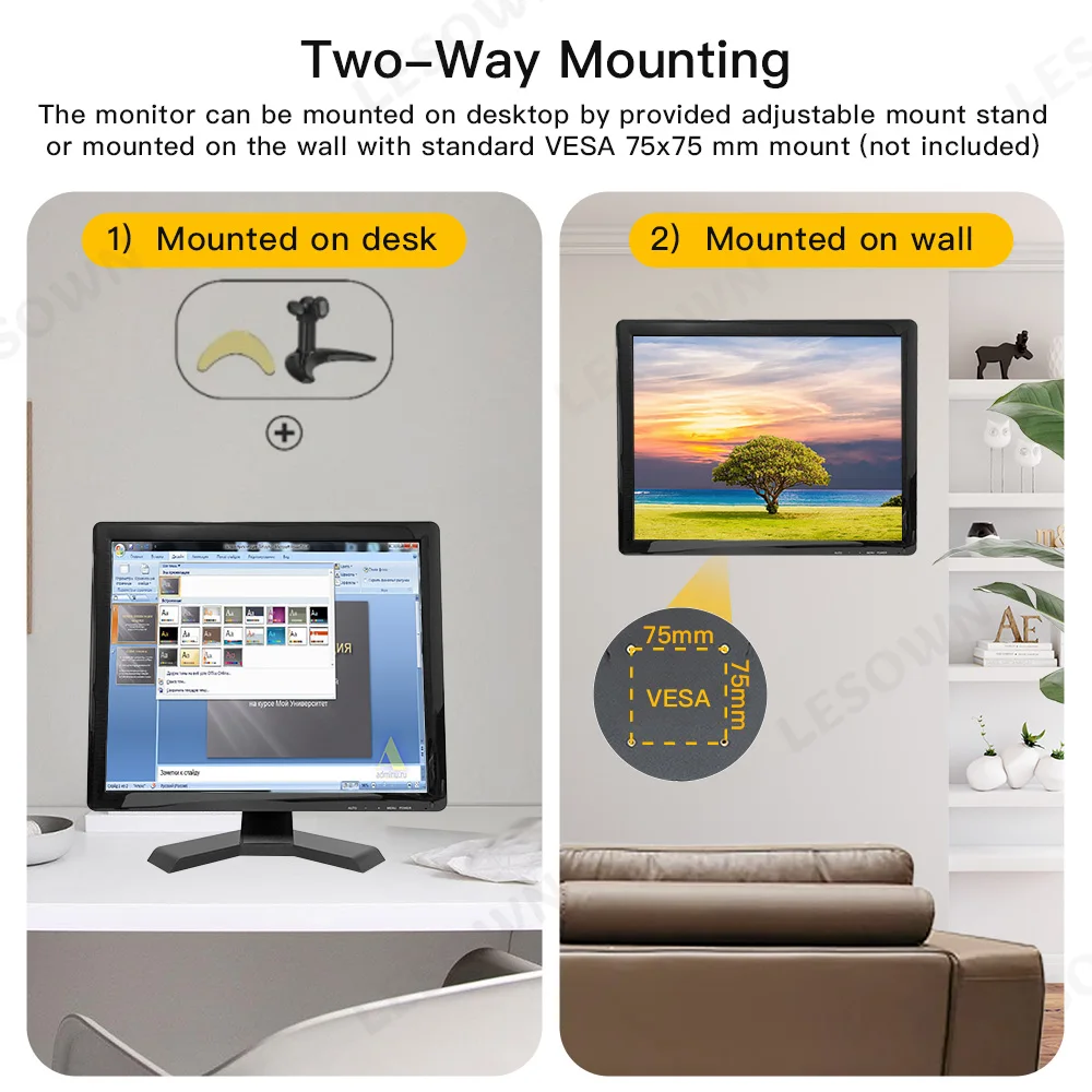 LESOWN Touch IPS Screen 19 Inch LCD 1280x1024 Resolution with VGA HDMI AV BNC USB Computer Extended Screen for Retail Restaurant