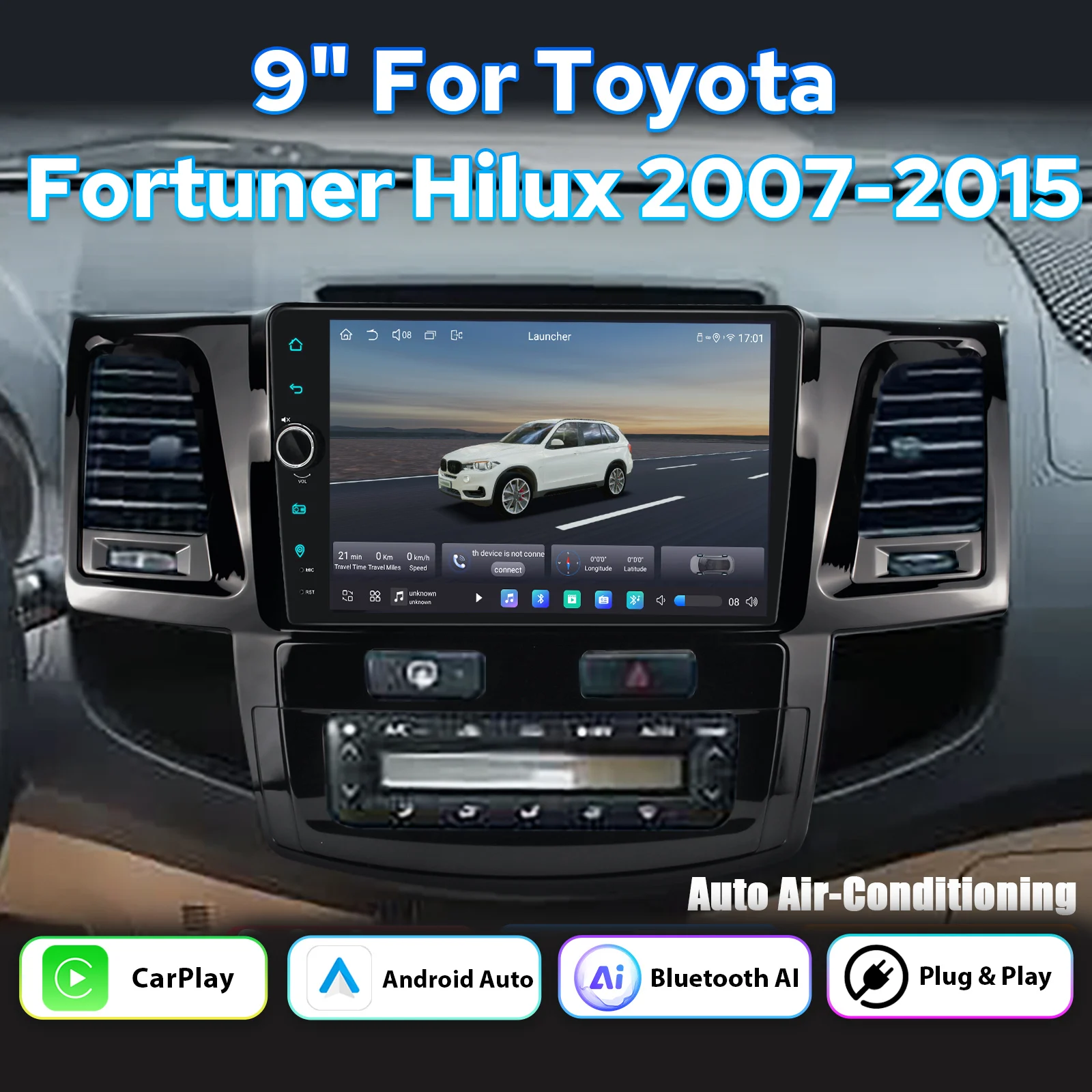 JOYING Android Car Stereo for Toyota Hilux Vigo Fortuner SW4 2007-2015 Wireless CarPlay Android Auto GPS Touchscreen