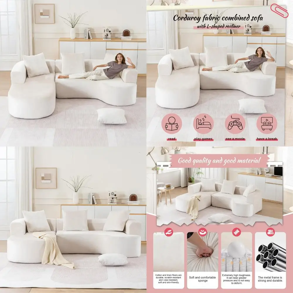 Роскошный современный 3-местный секционный диван из синели с шезлонгом для гостиной, очень широкий изогнутый комфорт L-образной формы