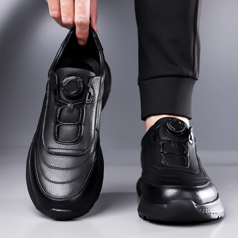 

Casual Business Leather Shoes Men Fashionable Versatile British Style Men Footwear Trendy Black Sporty Leather Shoes Men