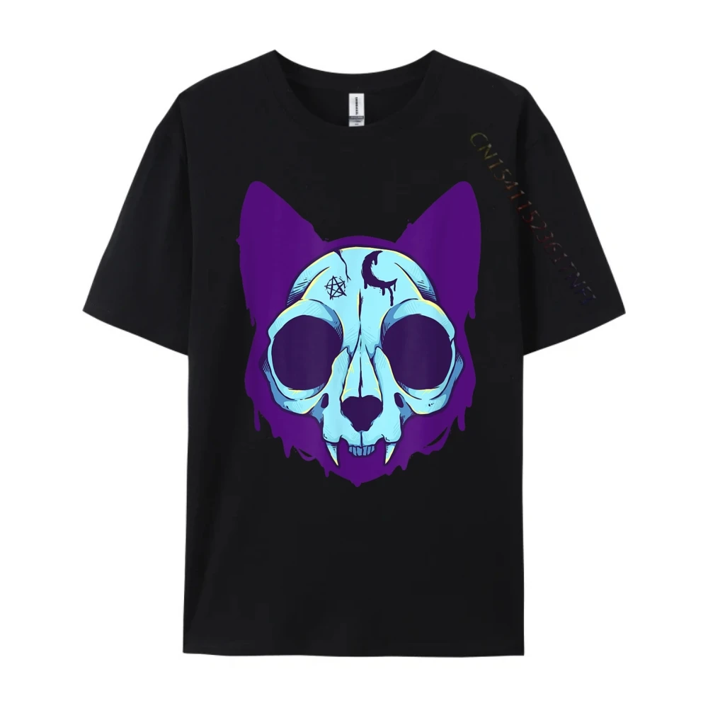 Cat Skull Pastel Goth Cat Skeleton Lover Pet Owner Halloween Designer T Shirt Men T Shirt Men Camisetas Hombre Classic