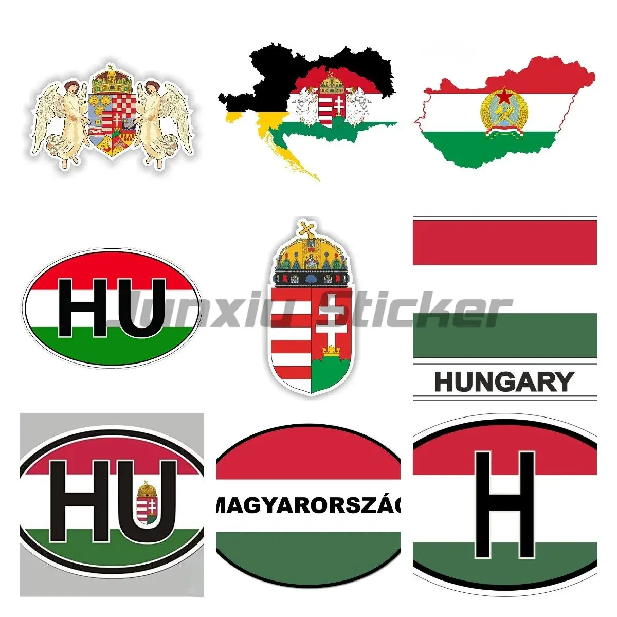 

HU HUNGARY Coat of Arms Sticker Car Bumper Decal Flag CAR WALL Vinyl Car Stickers