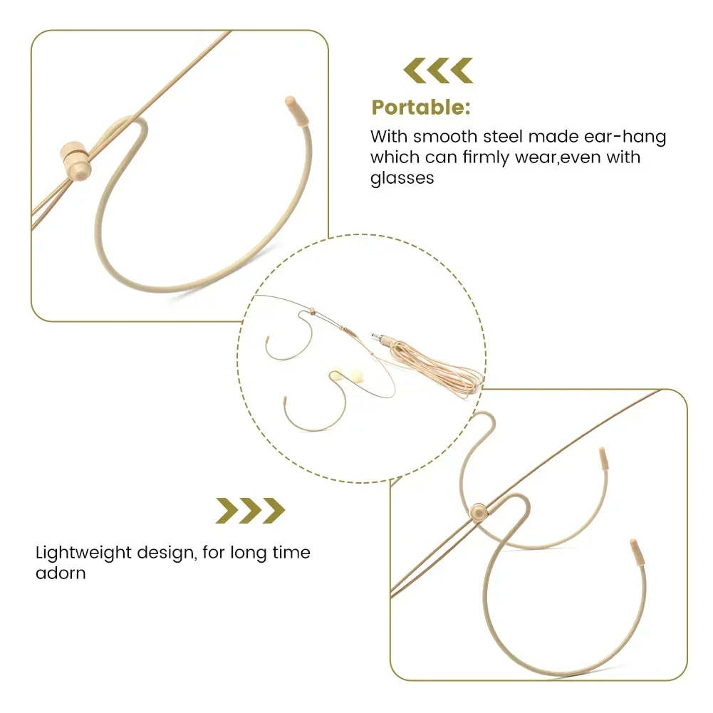 

Headworn Headset Mic High Quality Practical 1Set Φ4.0 Mm ≥58db 100-20KHZ Beige Microphone Omnidirectional With Microphone Cover